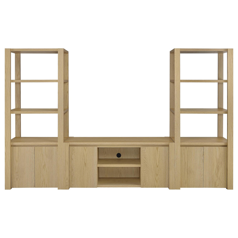 Susac - 3 Shelf Media Tower With Tall Pier Cabinet - Light Oak