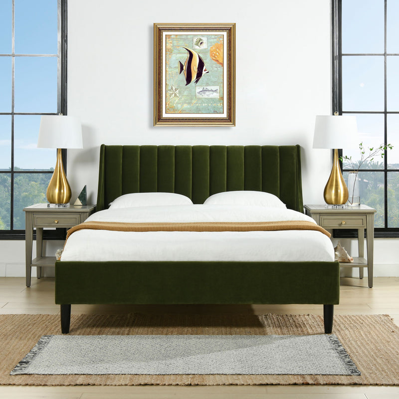 Aspen - Juego de cama de plataforma moderno con cabecero capitoné vertical