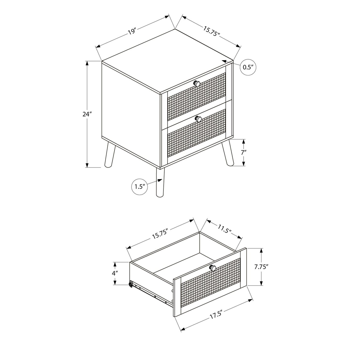 Accent Table & Storage Drawers - White