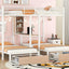 Triple Bunk Bed With Drawers, Multi-Functional Frame With Desks And Shelves In The Middle