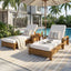 Chaise Lounge Set With 3 Position Adjustable Backrest, 2 Fold Cushion, Outdoor Recliner For Patio - Cream / Teak
