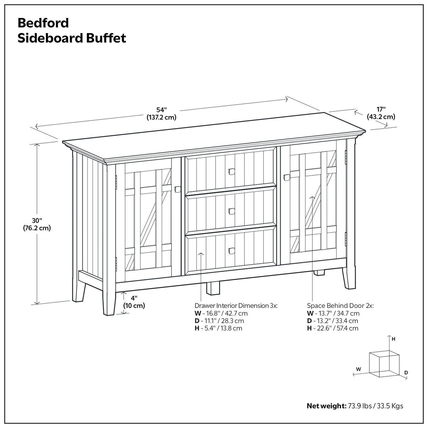 Bedford - Sideboard Buffet - White