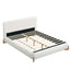 Queen Size Upholstered Bed With Slat Support - White