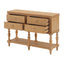 Console Table With 4 Soft Close Drawers, Thick Bottom Shelf For Living Room - Natural