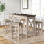 Console Table With 4 Stools - Antique White