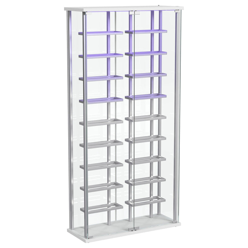 Wine Storage LED Curio Cabinet - Chrome
