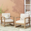 Outdoor Acacia Wood Patio Club Chair, Wood Patio Furniture, Waterproof Thick Cushion Deep Seating For Porch - Brown Wash / Beige