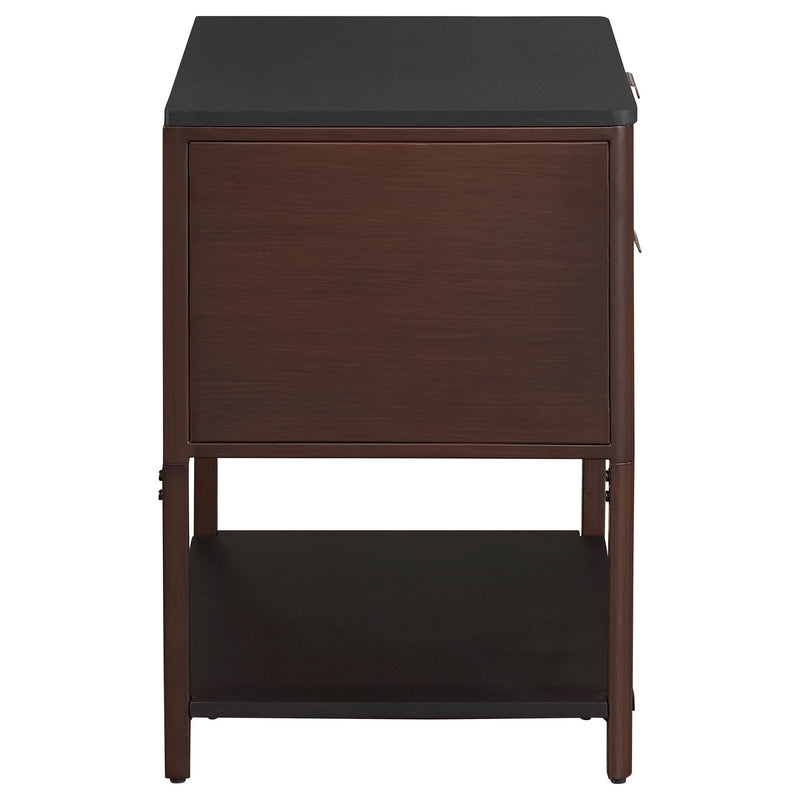 Tova - 2 Drawer Side Table With Shelf - Dark Brown