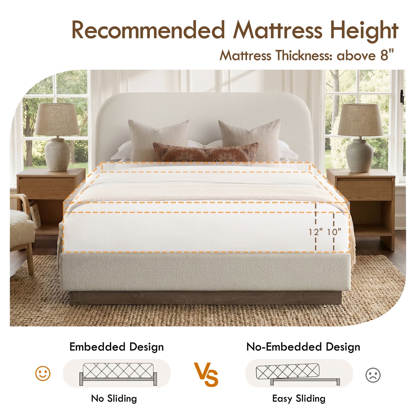 Linton - Upholstered Platform Bed With Curved Headboard