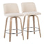 Toriano - Contemporary Fixed Height Counter Stool With Swivel & Round Footrest Modern Design (Set of 2)
