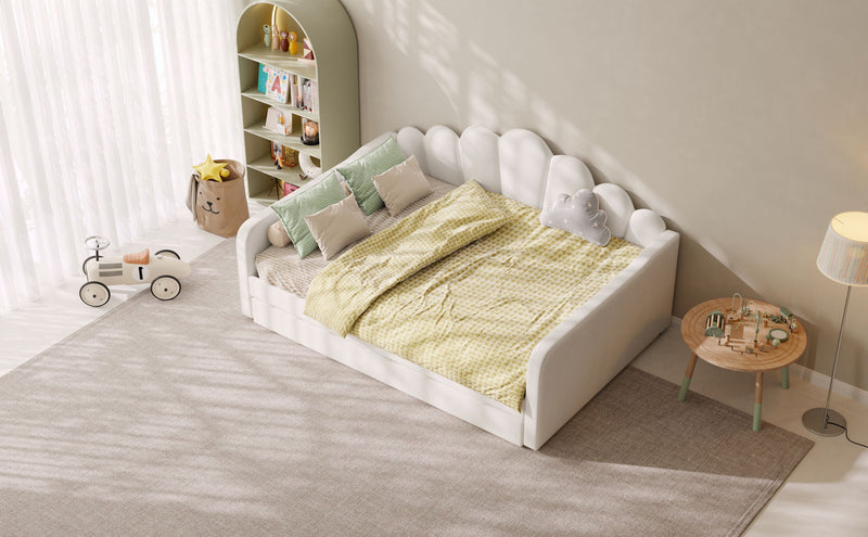 Shell Shaped Upholstered Daybed Frame With Slats