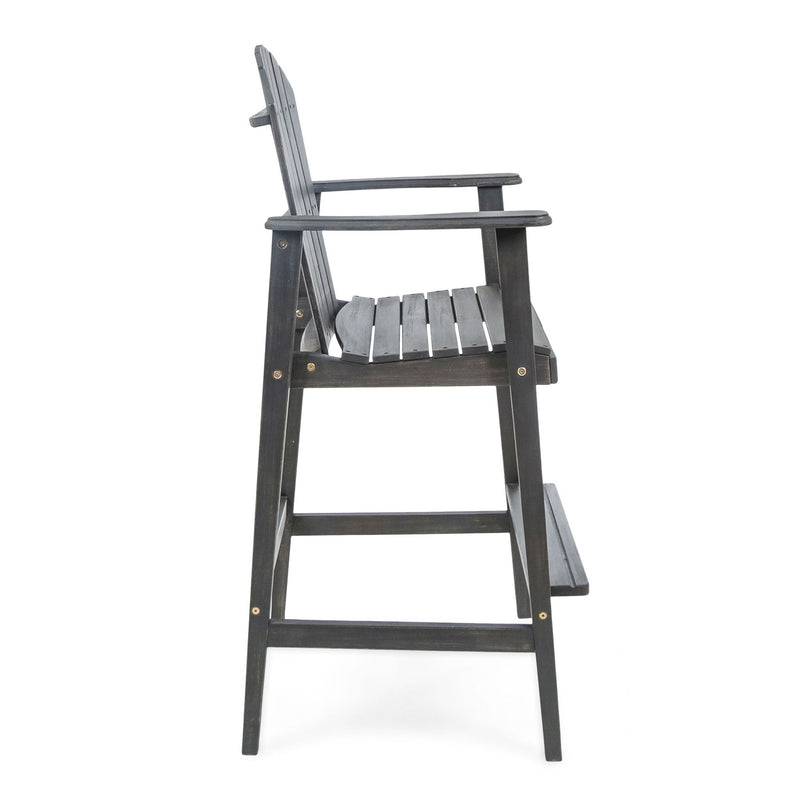 Outdoor Acacia Wood Adirondack Barstools (Set of 2)