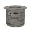 Transitional Outdoor 32" Round Propane Fire Pit Table, Lightweight Concrete Construction - Stone Gray