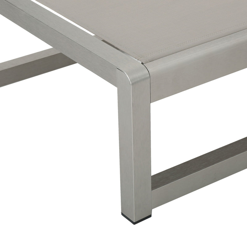 Outdoor Chaise Lounge (Set of 2) With Adjustable Aluminum Frame And Textilene Mesh Seating - Gray