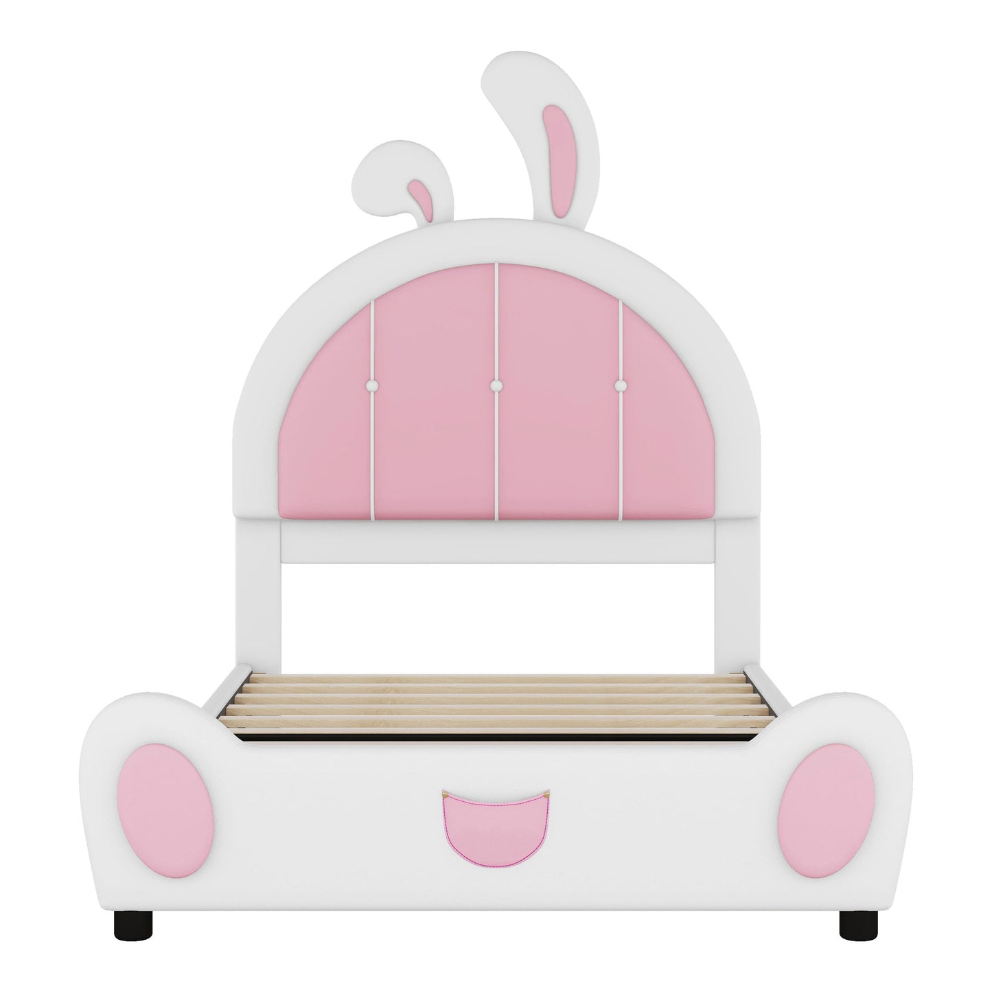 Upholstered Platform Bed With Rabbit Shaped Headboard