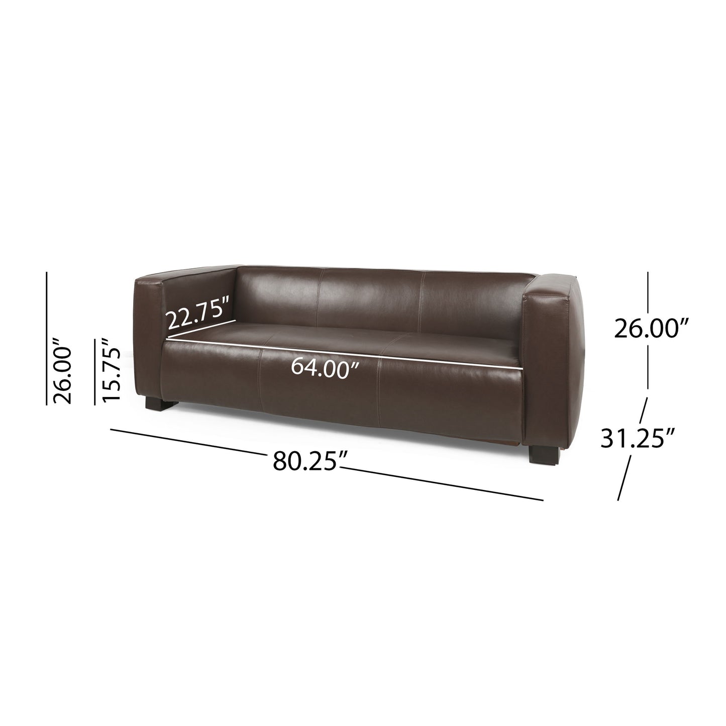 Contemporary 3 Seater Sofa With Tuxedo Design