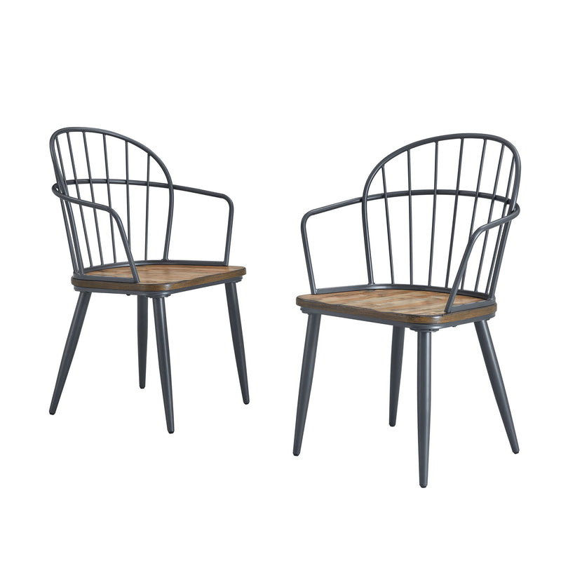 Silla de comedor industrial con patas de metal y abedul (Juego de 2) - Negro / Natural