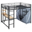 Loft Bed With Desk, Shelves, Power Outlet, LED Light And Wardrobe
