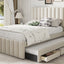 Upholstered Platform Bed With Twin Size Trundle And 3 Drawers