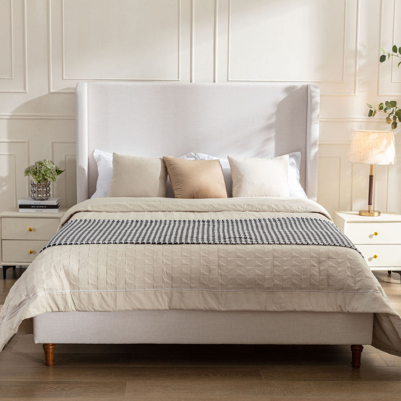 Harper - Cama tapizada con cabecero alto / Cabecero alto / Elegancia sencilla / No necesita somier