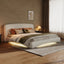 King Curved Upholstered Bed With Smart Ambient Lighting - Cream