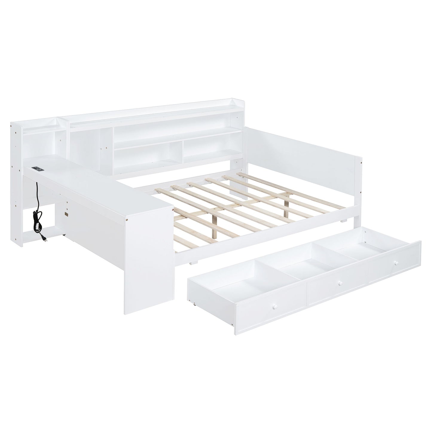 Daybed With 3 Drawers USB Ports And Desk