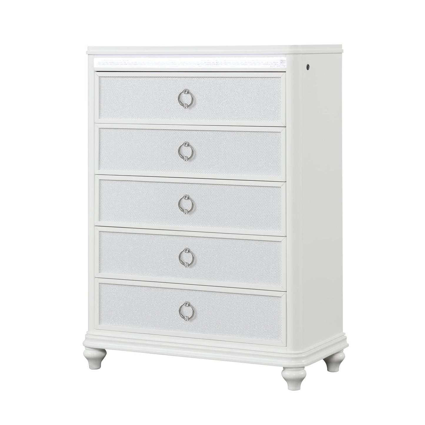 Abigale - 5 Drawer Chest With LED Lighting - White