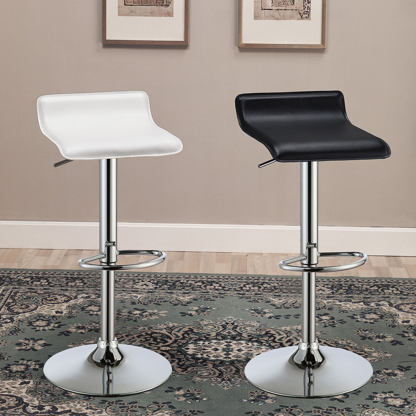 Backless Bar Stool With Adjustable Height - Black