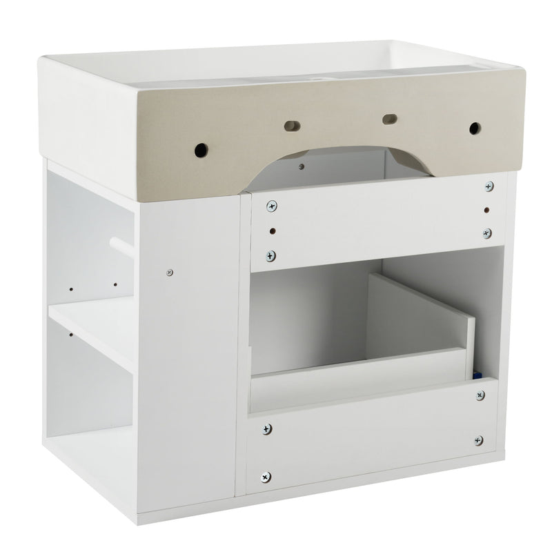 Modern Wall Mounted Bathroom Vanity With Sink, Soft Close Drawer, Adjustable Shelf, Toilet Paper Holder
