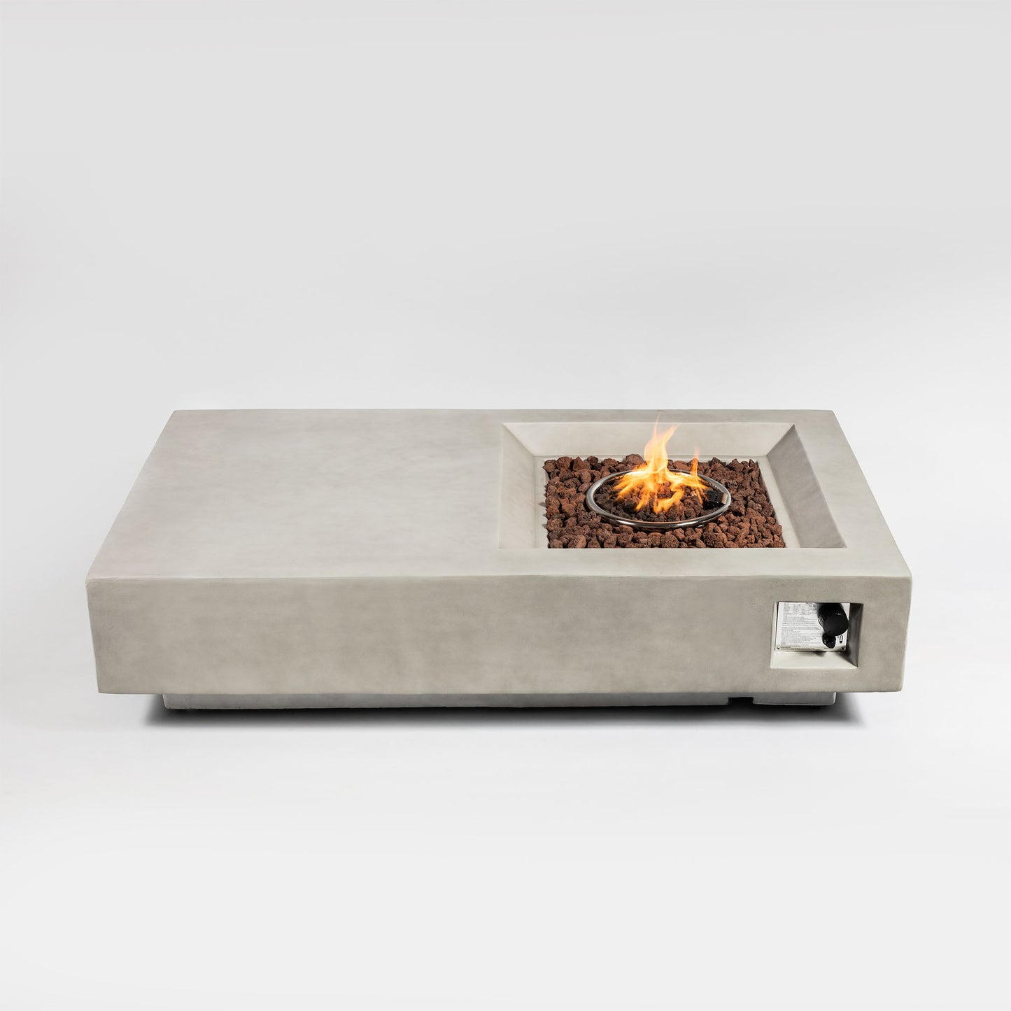 Propane Gas Fire Pit Table, 50000 Btu, Rectangular For Outside - Light Gray