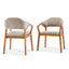 Indoor Upholstered Dining Chair (Set of 2) With Sturdy Frame And Ergonomic Curved Backrest - Oatmeal / Teak