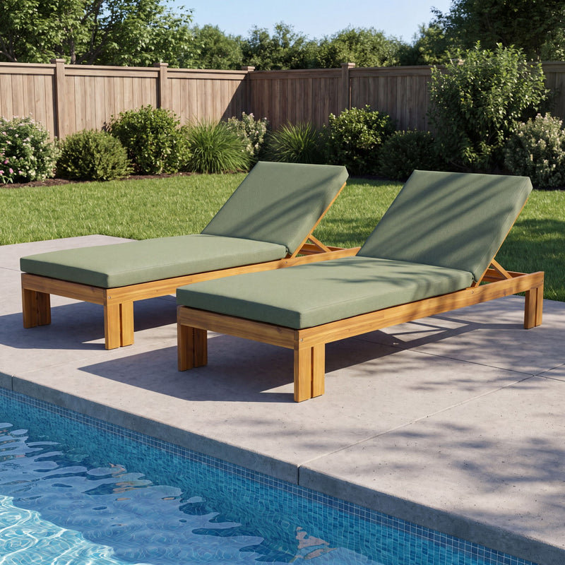Outdoor Chaise Lounge With 5 Position Adjustable Backrest