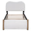 Upholstered Platform Bed With Wood Supporting Feet And Trundle