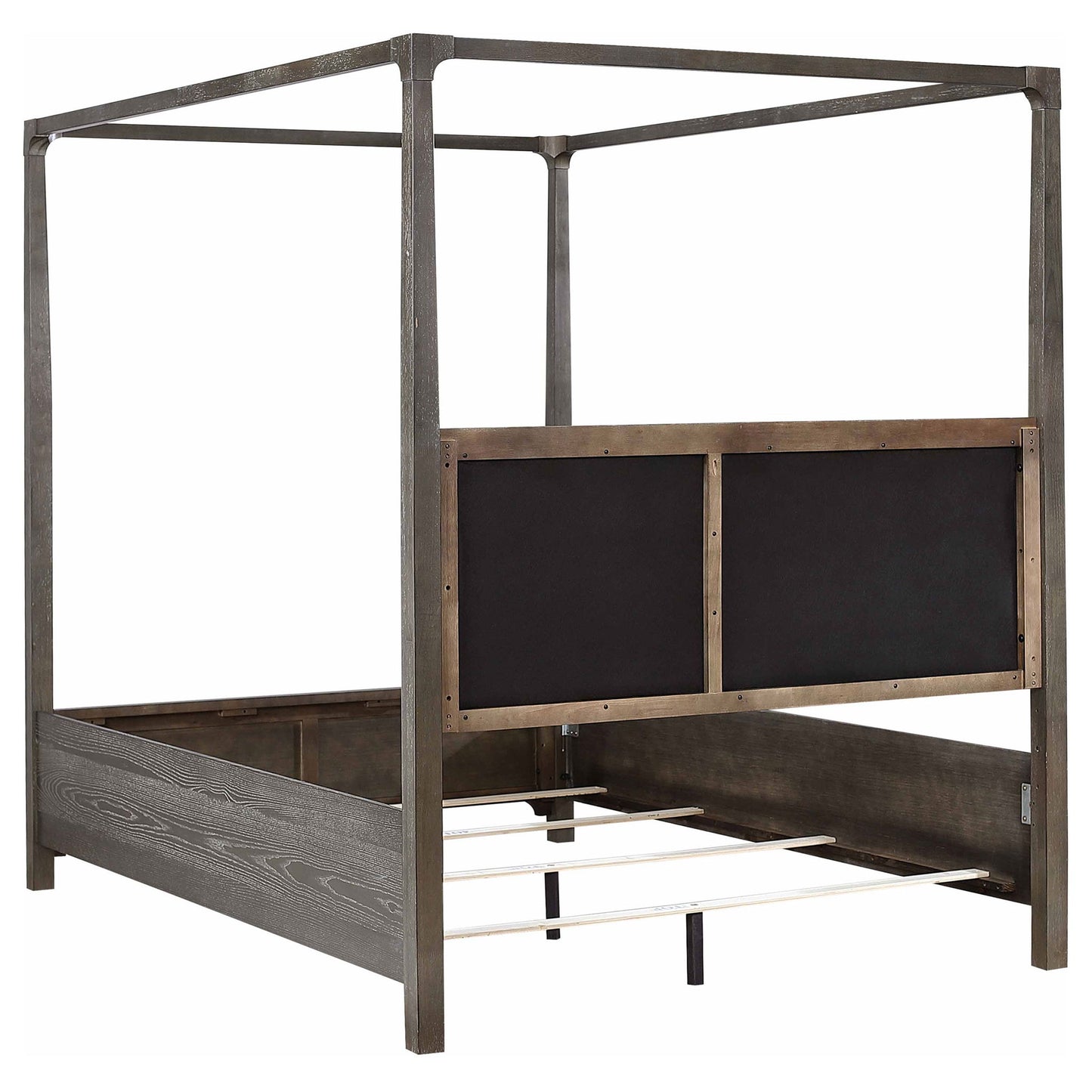 Sundance - Queen Canopy Bed With Upholstered Headboard - Dark Brown