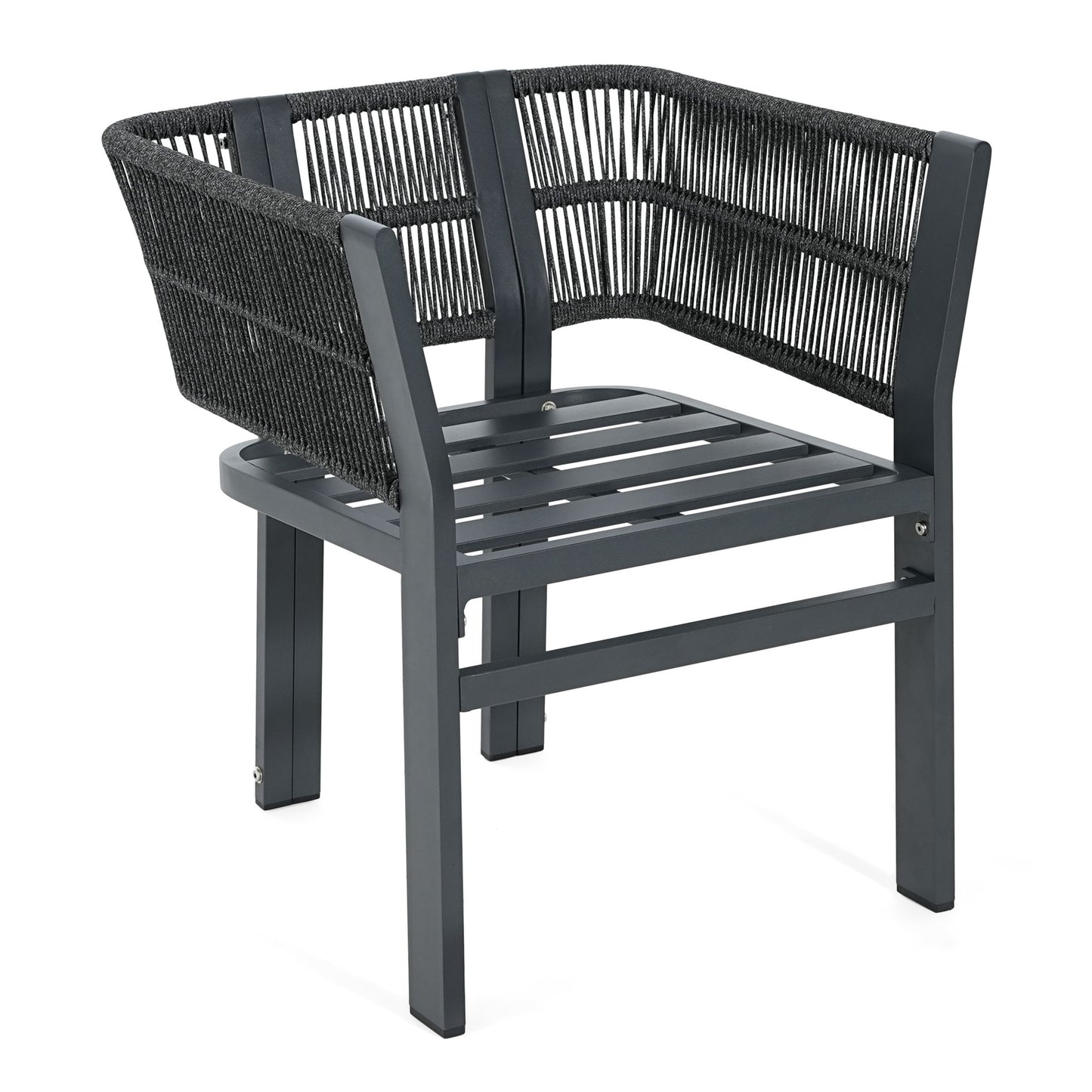 7 Piece Outdoor Dining Set With Table And 6 Chairs - Black / Teak / Gray