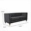 Button Tufted Loveseat, 2 Seater With Square Arm Couch For Living Room - Black