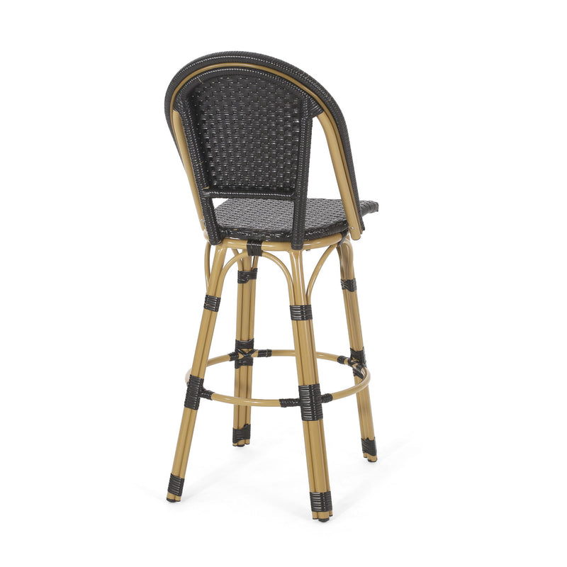 Outdoor Rattan And Aluminum French Barstools (Set of 2)