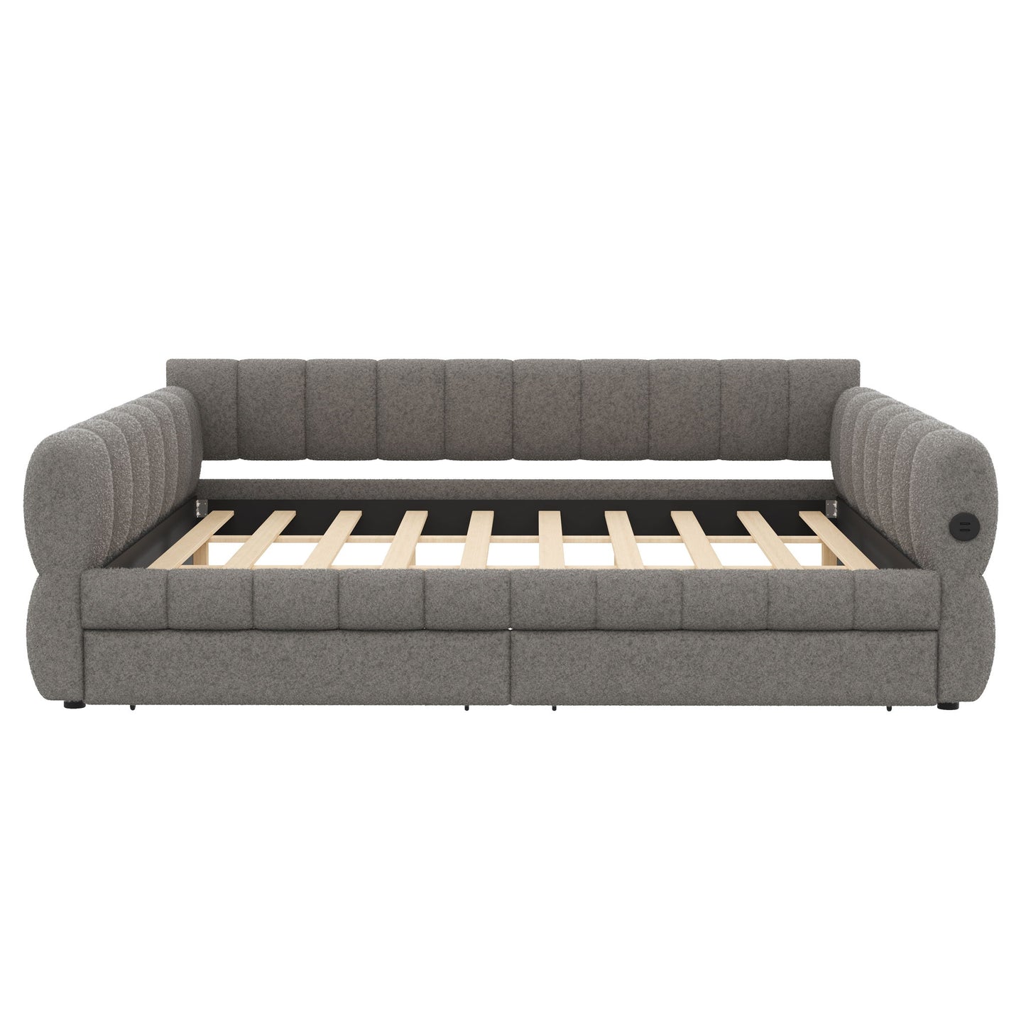 Upholstered Platform Bed With USB Charging And 2 Storage Drawers