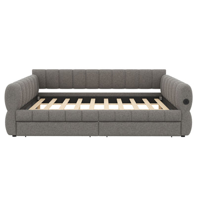 Upholstered Platform Bed With USB Charging And 2 Storage Drawers