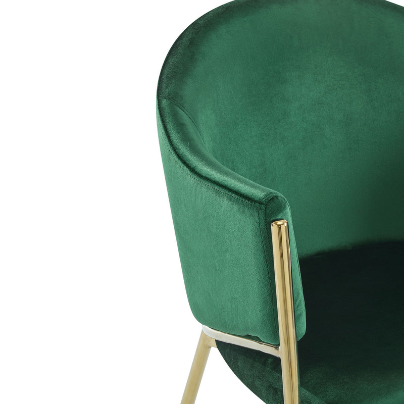 Modern Upholstered Dining Chair With Gold Metal Frame - Emerald / Gold