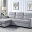 Ruby - Reversible Sleeper Sectional Sofa With Storage Chaise And Side Pocket - Light Gray