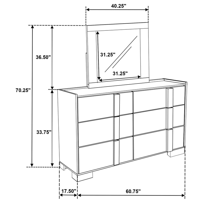 Lincoln - 6 Drawer Dresser With Mirror - Natural