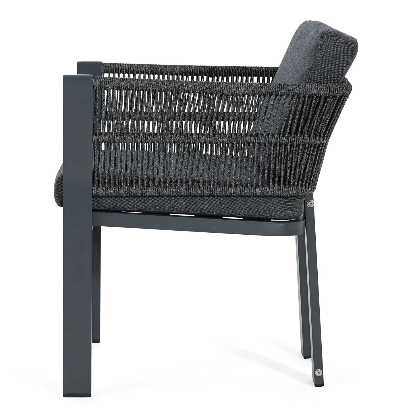 7 Piece Outdoor Dining Set With Table And 6 Chairs - Black / Teak / Gray