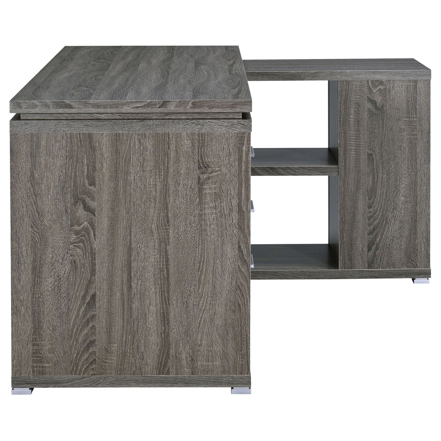 Tona - L-Shape Computer Desk With 3 Drawers And 5 Shelves