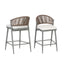 Outdoor 26" Counter Height Metal Frame Counter Stools With Scallop Shaped Backrest & Water Resistant Cushions