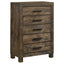 Greely - 5 Piece King Storage Bedroom Set Includes Bed, Nightstand, Dresser, Mirror & Chest - Rustic Brown