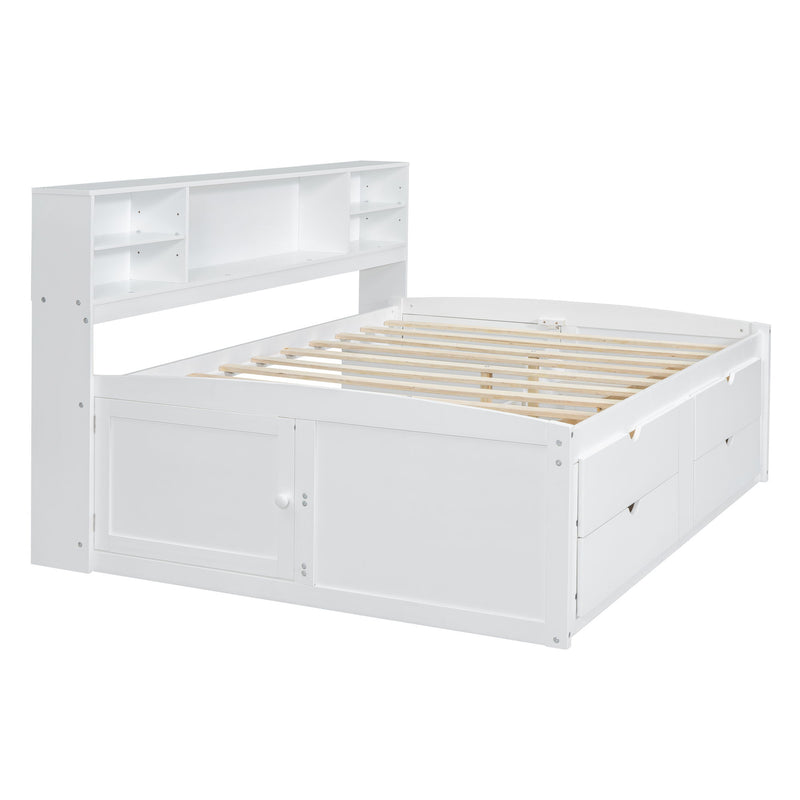 Daybed With 2 Bedside Cabinets, Upper Shelves And 4 Drawers