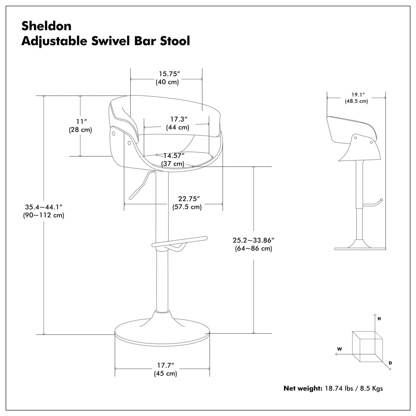 Sheldon - Upholstered Adjustable Swivel Bar Stool