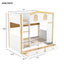 Twin Over Twin Bunk Bed With House Shaped Guardrails, Storage Shelves & Drawers - White / Natural