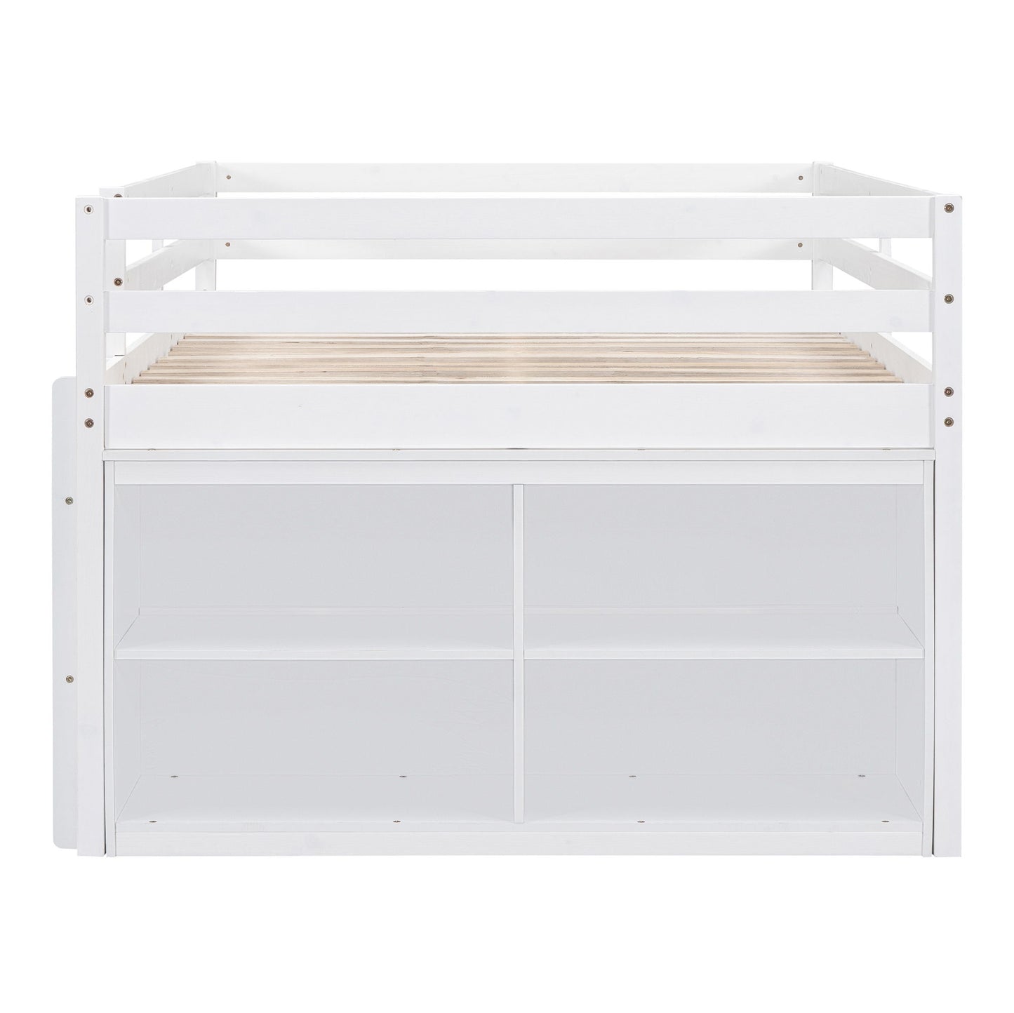 Loft Bed With Retractable Writing Desk And 4 Drawers, With Lateral Portable Desk And Shelves